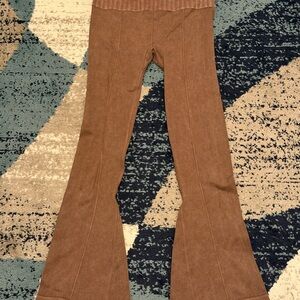 Women’s Yelete Seamless Ribbed Foldover Yoga Flare Pants / Bootcut Leggings